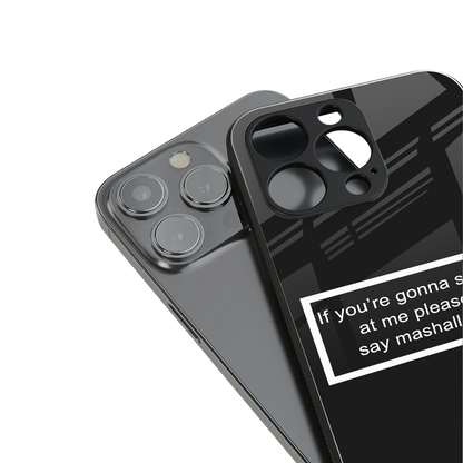 mashallah black edition back phone cover | glass case for iphone 14 pro max