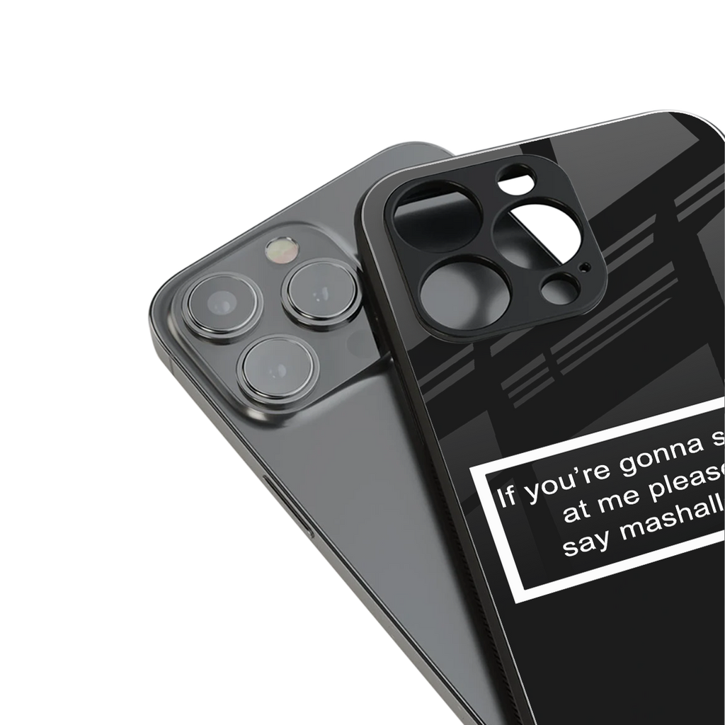 mashallah black edition back phone cover | glass case for iphone 15 plus