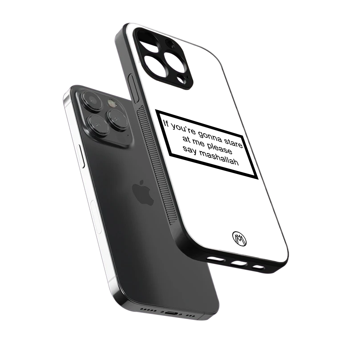 mashallah white edition back phone cover | glass case for iphone 15 pro max