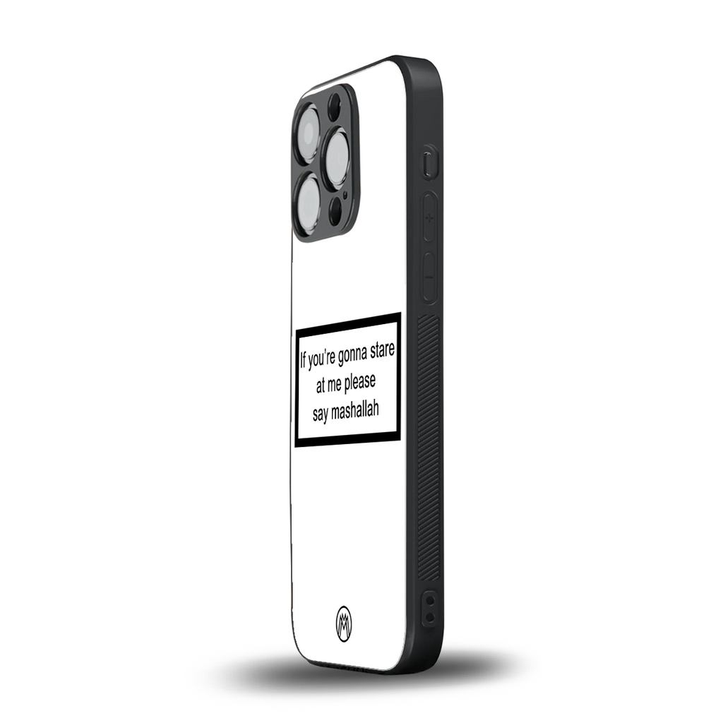 mashallah white edition back phone cover | glass case for iphone 15 pro