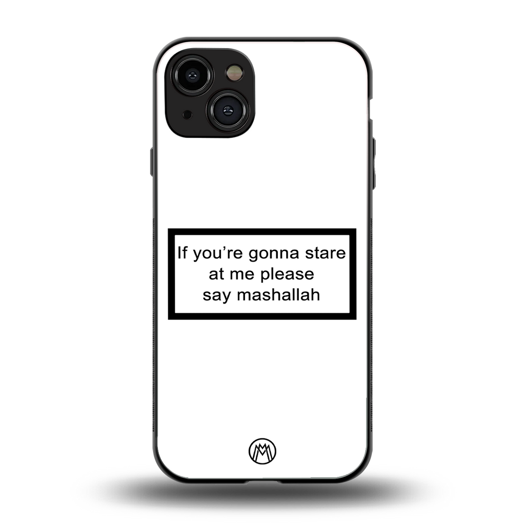 mashallah white edition back phone cover | glass case for iphone 15