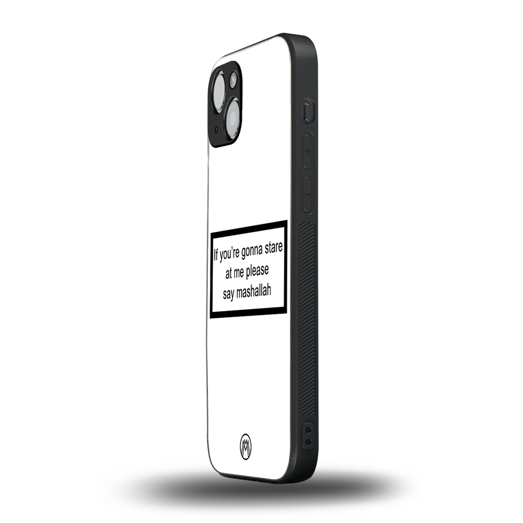 mashallah white edition back phone cover | glass case for iphone 15