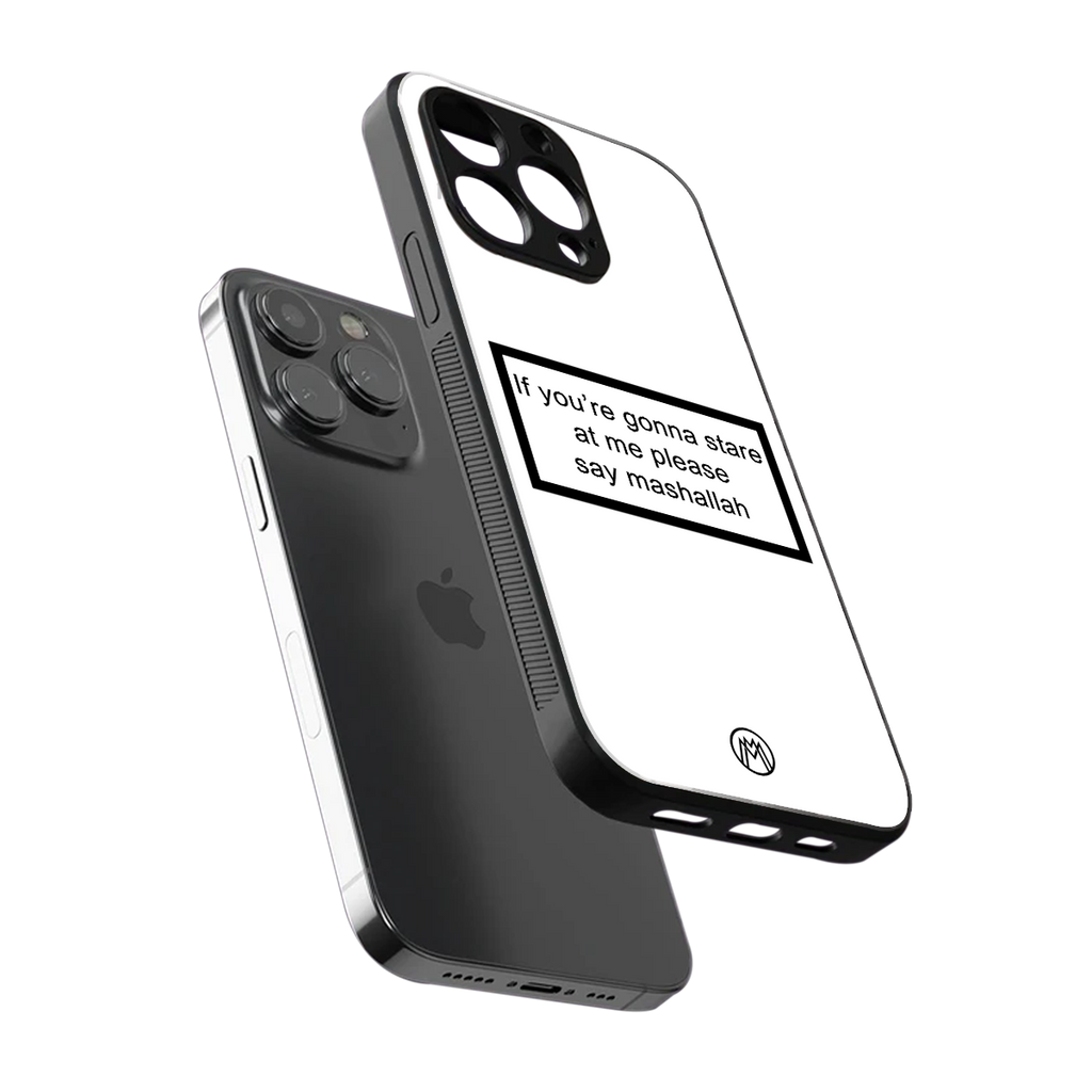 mashallah white edition back phone cover | glass case for iphone 15 pro