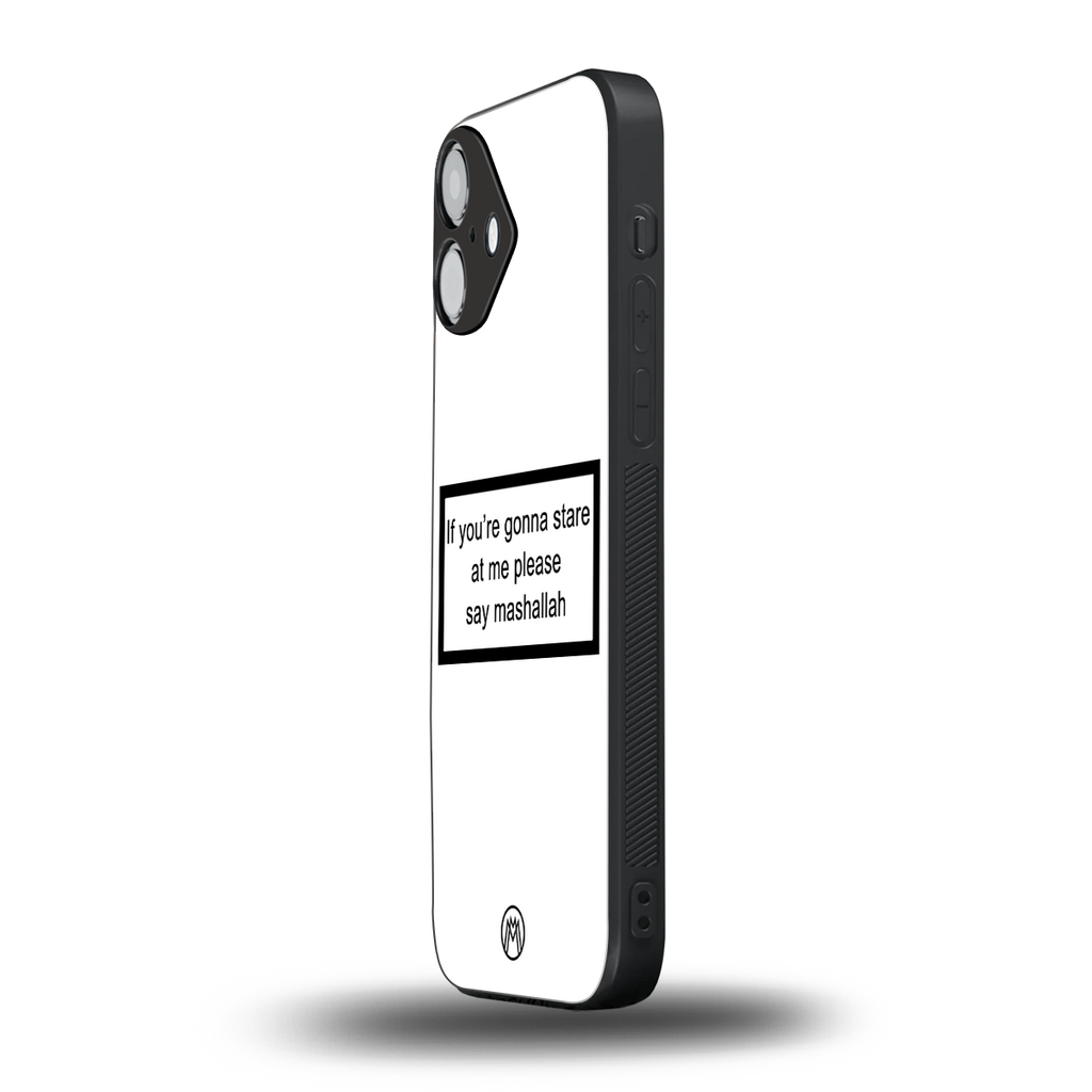 mashallah white edition back phone cover | glass case for iphone 16 plus