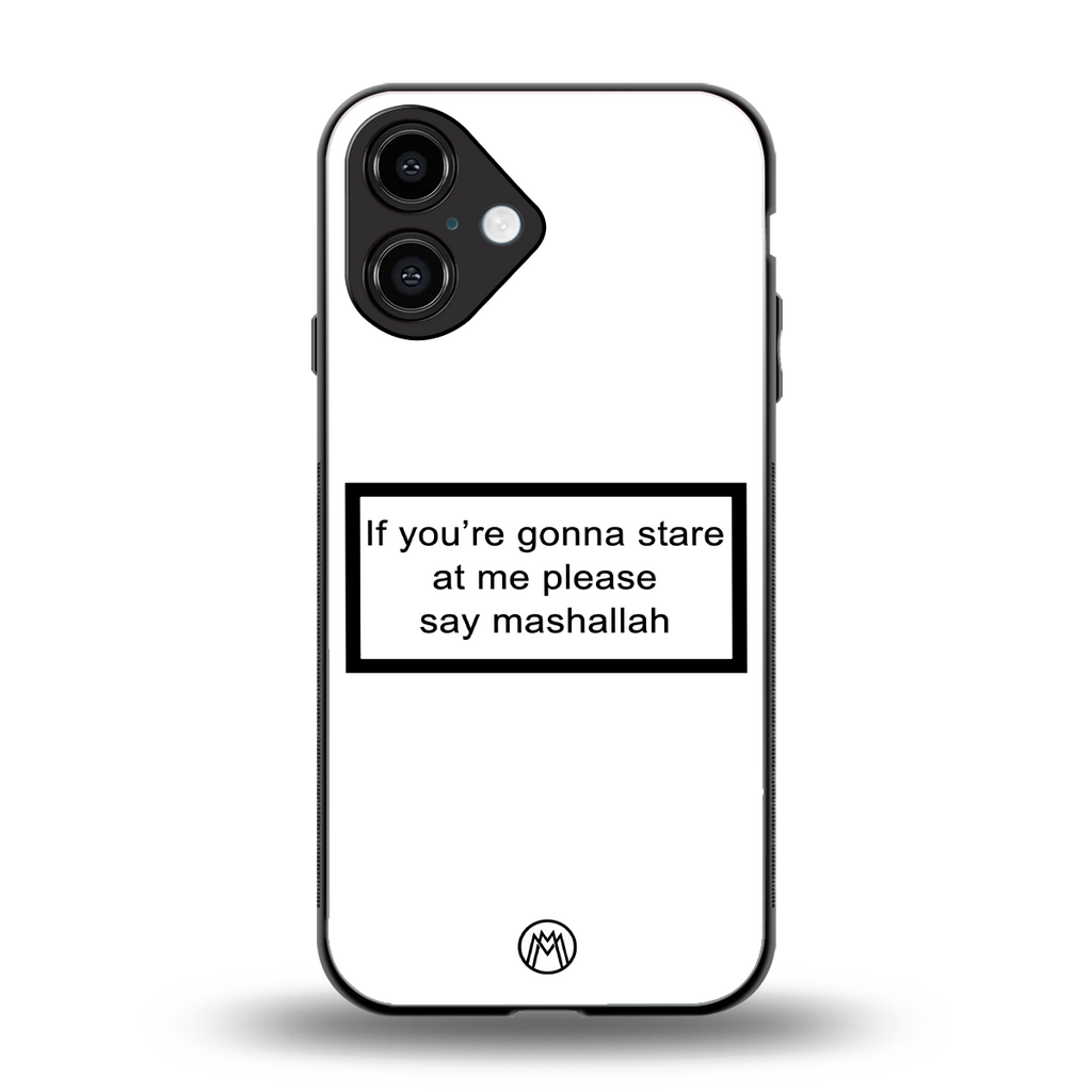 mashallah white edition back phone cover | glass case for iphone 16