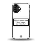 mashallah white edition back phone cover | glass case for iphone 16