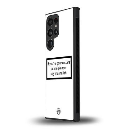 mashallah white edition back phone cover | glass case for samsung galaxy s23 ultra