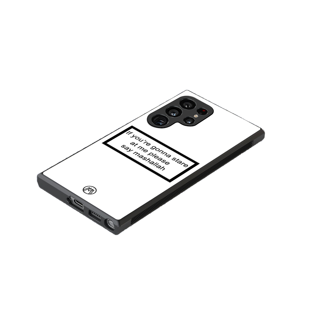mashallah white edition back phone cover | glass case for samsung galaxy s23 ultra