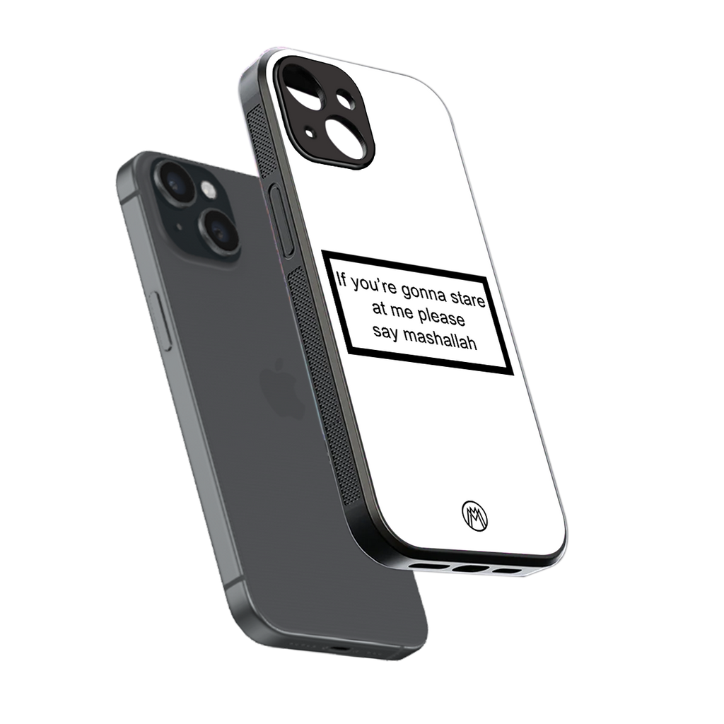 mashallah white edition back phone cover | glass case for iphone 15