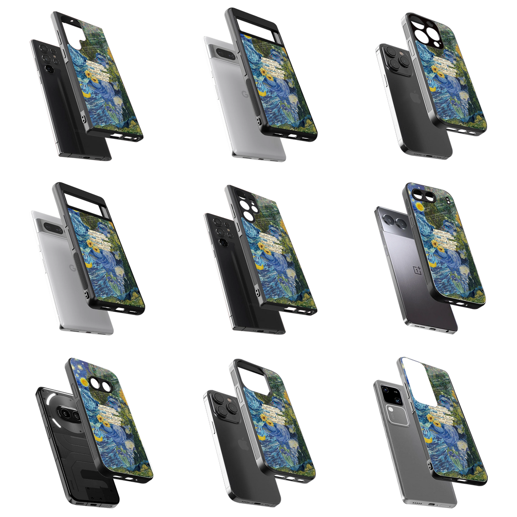 Durable Glass Back Mobile Case for iPhone, Samsung, OnePlus, Google Pixel, Redmi, Vivo, Oppo