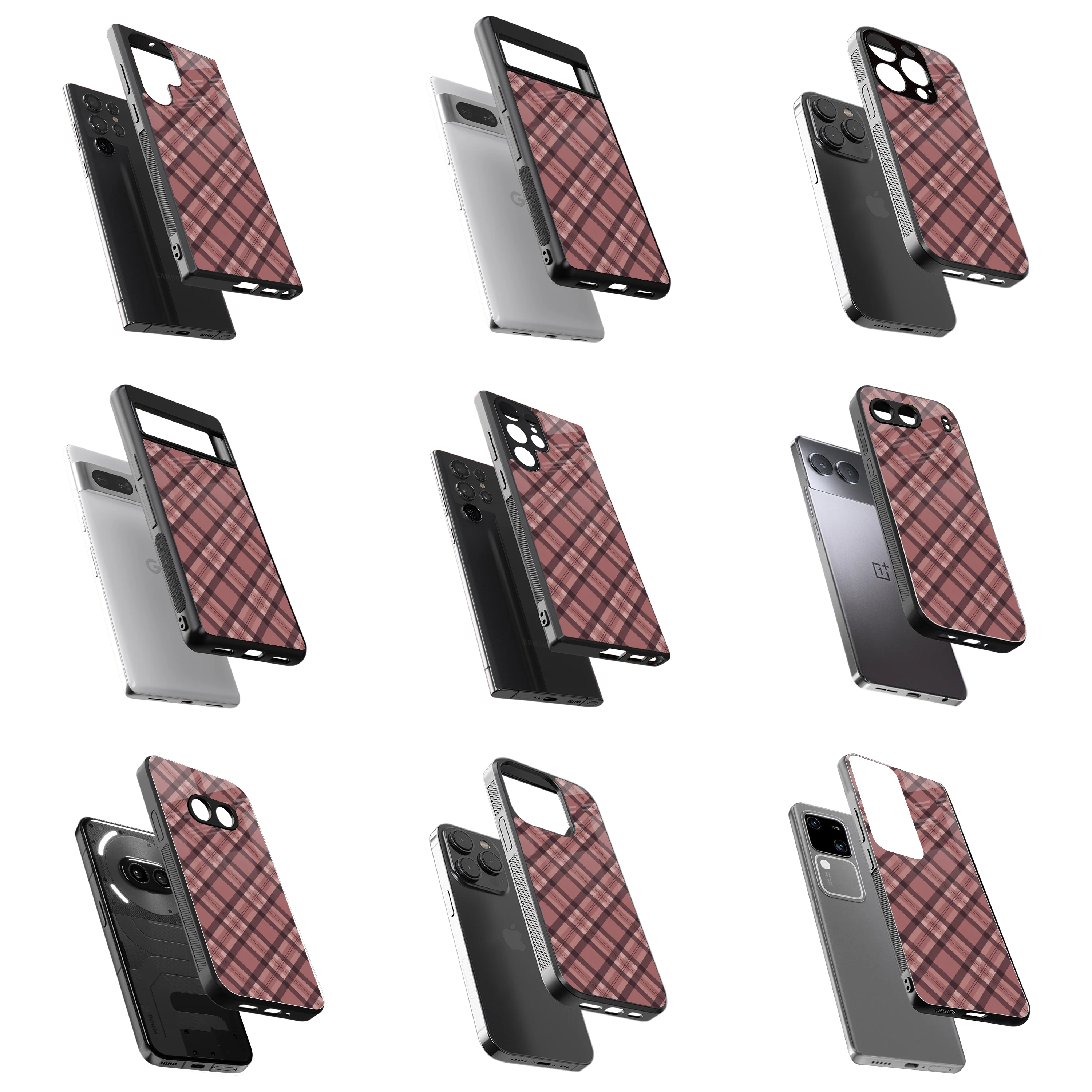 Durable Glass Back Mobile Case for iPhone, Samsung, OnePlus, Google Pixel, Redmi, Vivo, Oppo
