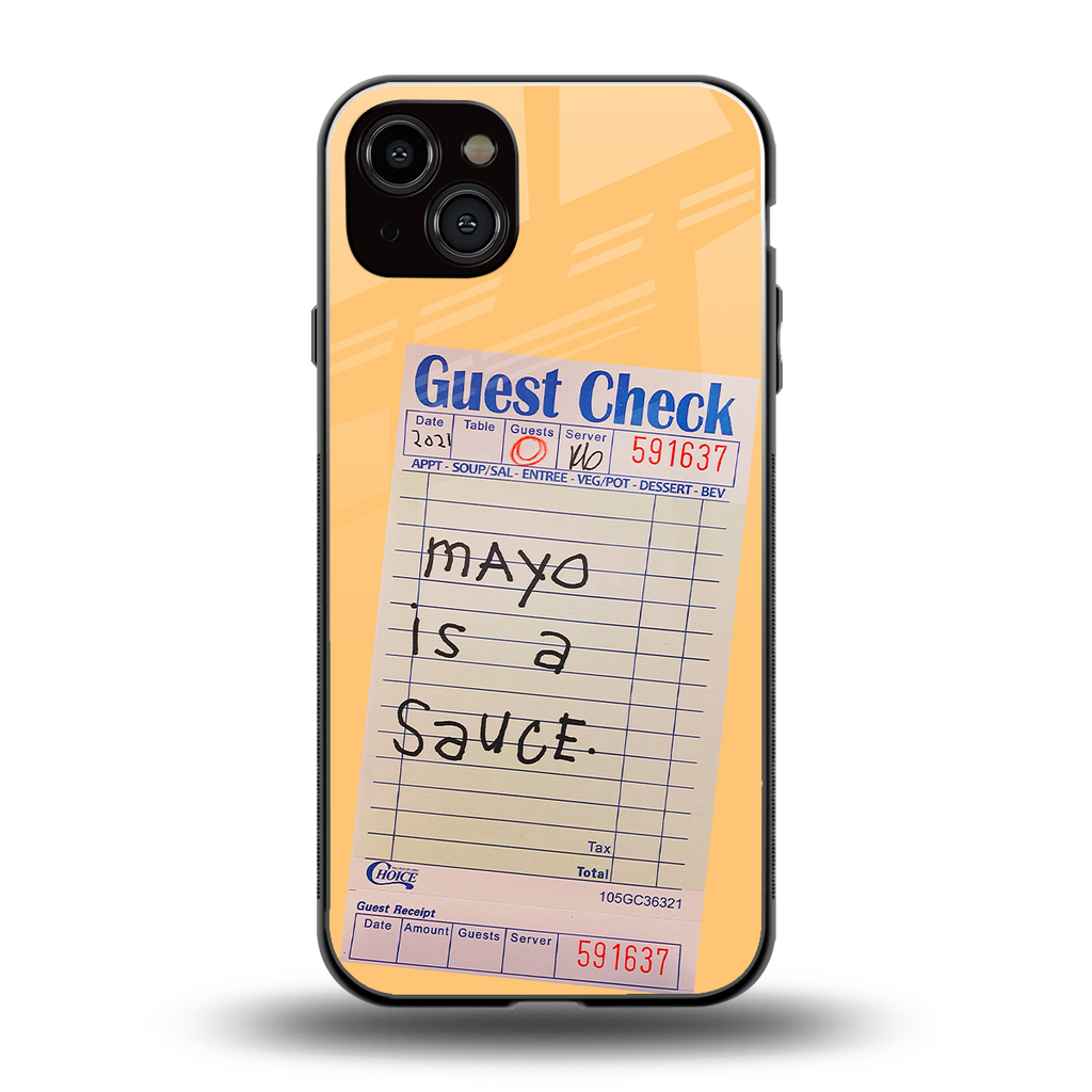 mayo is a sauce back phone cover | glass case for iphone 15 plus