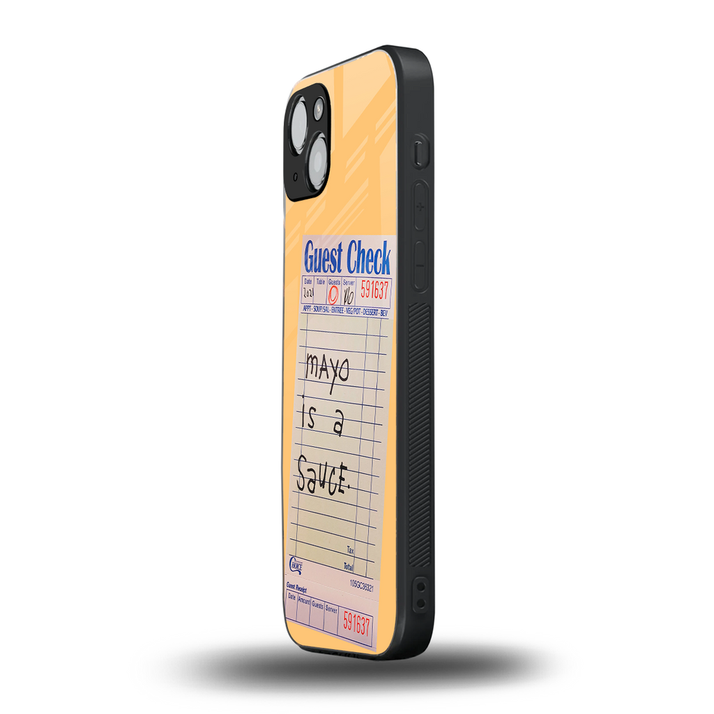 mayo is a sauce back phone cover | glass case for iphone 15 plus