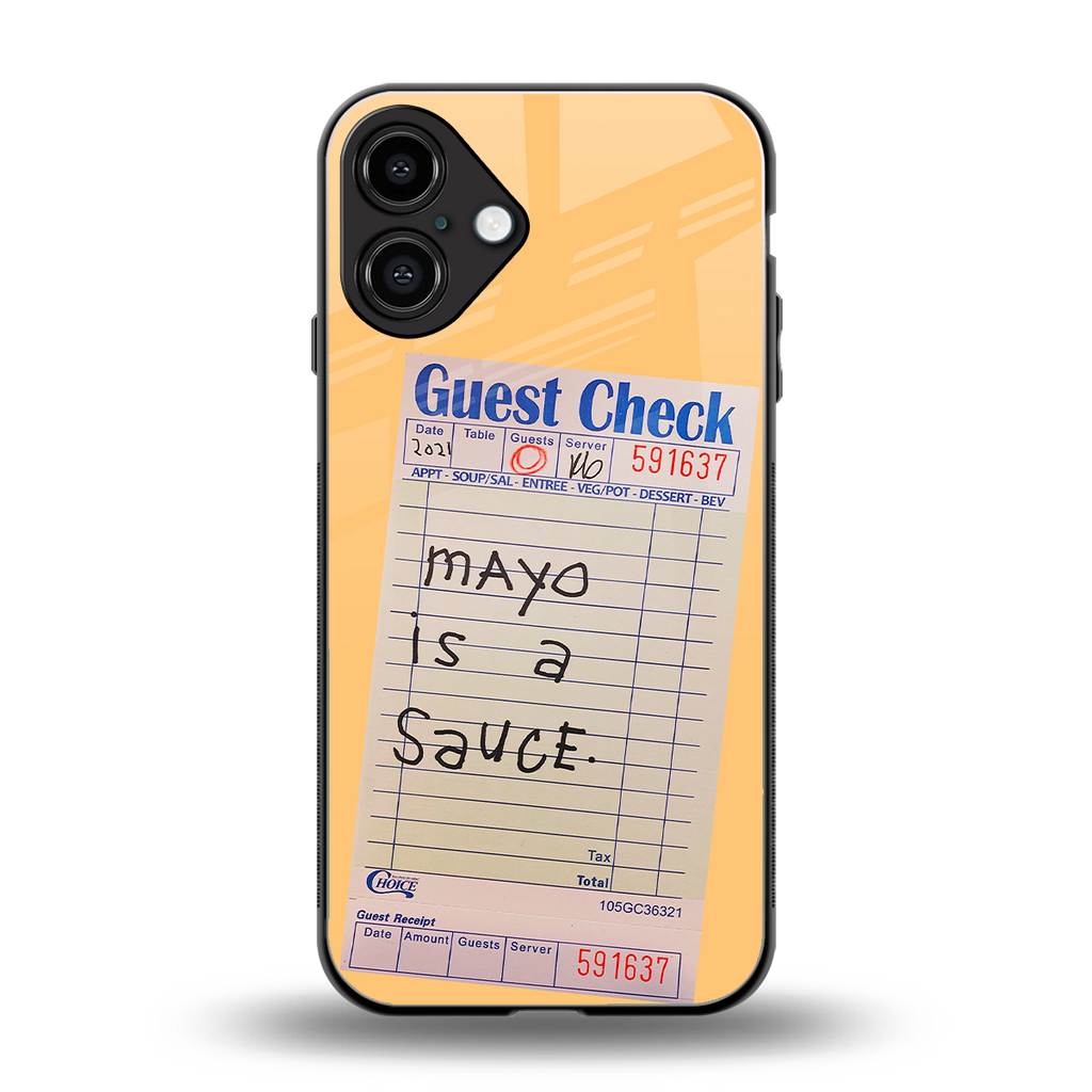 mayo is a sauce back phone cover | glass case for iphone 16 plus