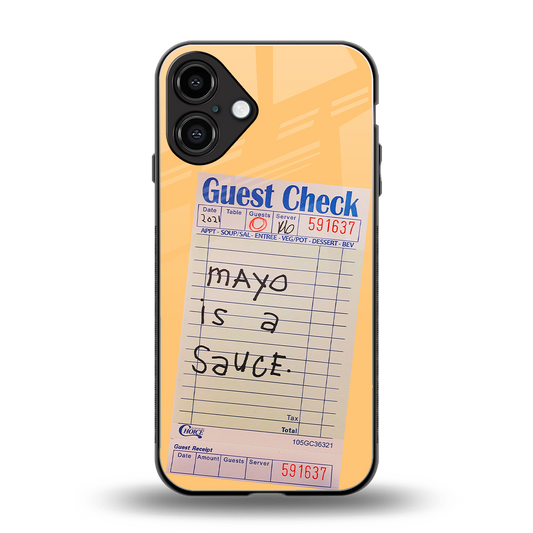 mayo is a sauce back phone cover | glass case for iphone 16 plus