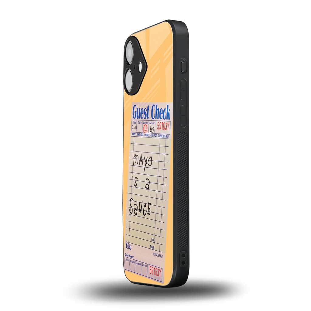 mayo is a sauce back phone cover | glass case for iphone 16 plus