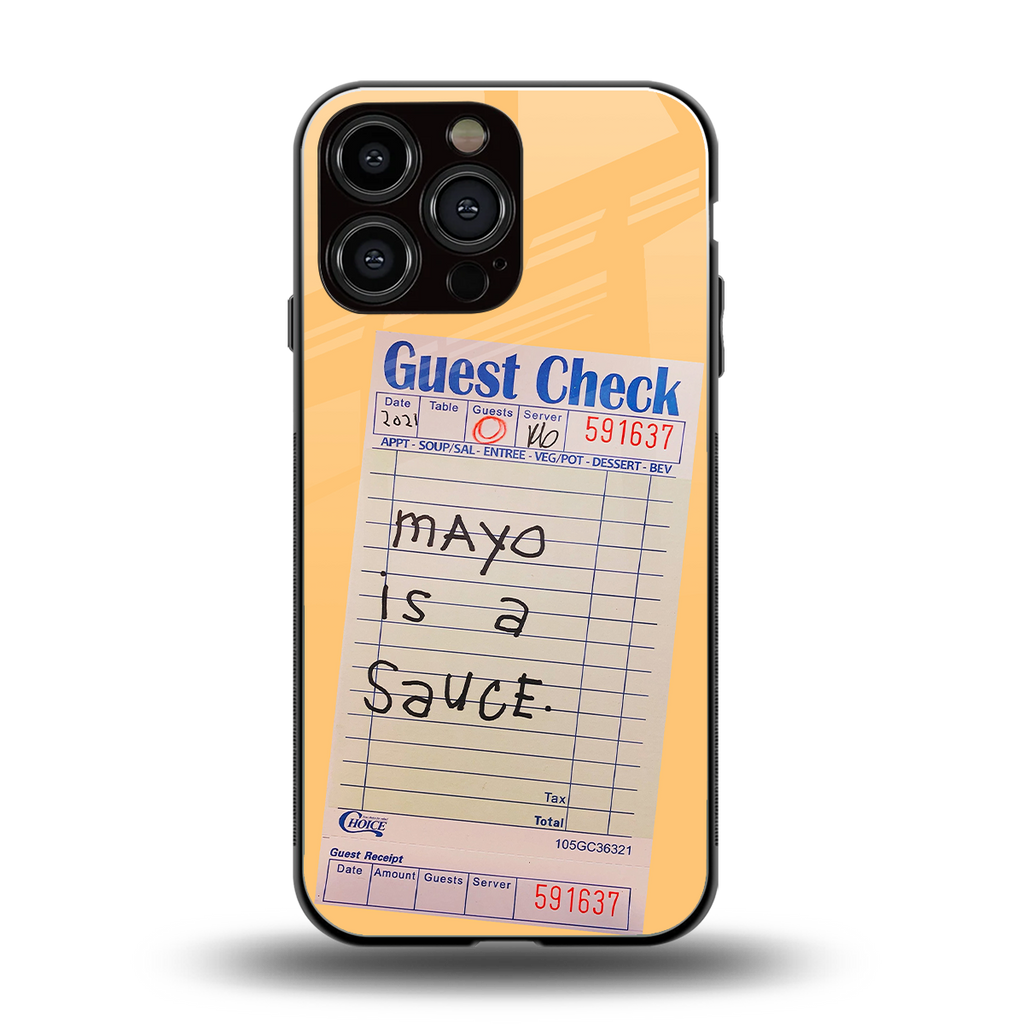 mayo is a sauce back phone cover | glass case for iphone 16 pro max