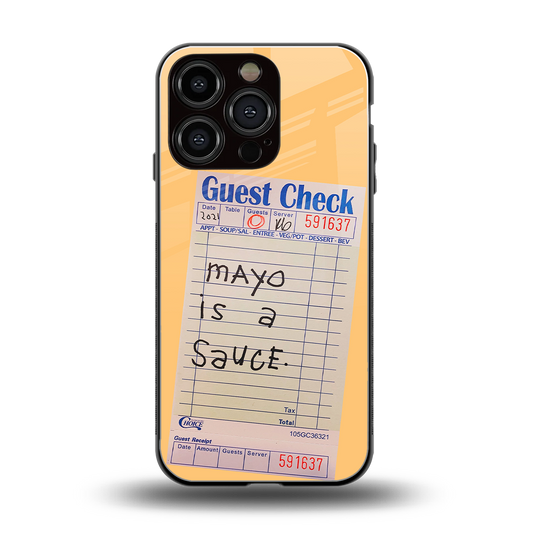 mayo is a sauce back phone cover | glass case for iphone 16 pro