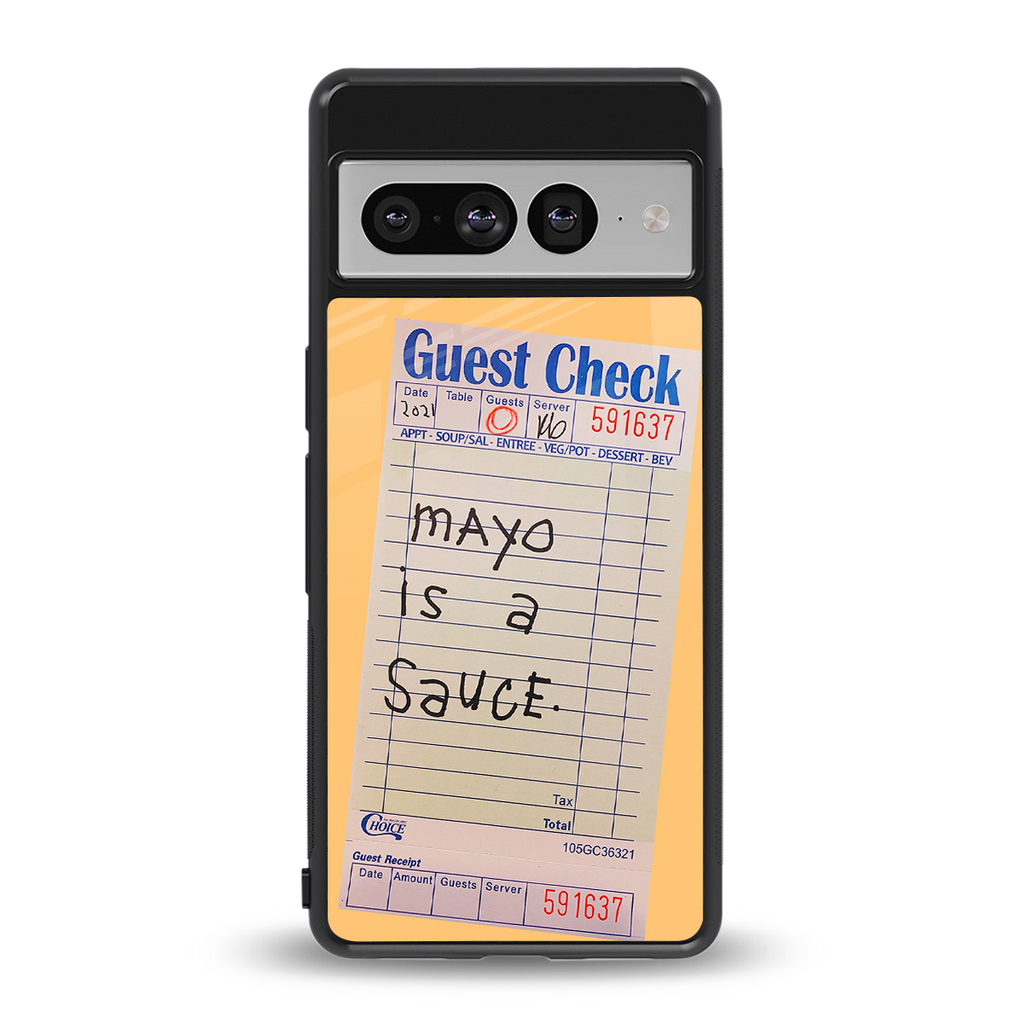 mayo is a sauce back phone cover | glass case for google pixel 7 pro