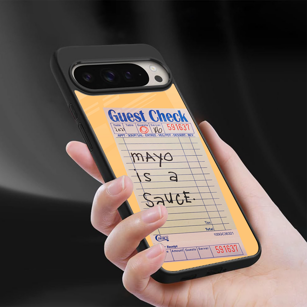 mayo is a sauce back phone cover | glass case for google pixel 9 pro