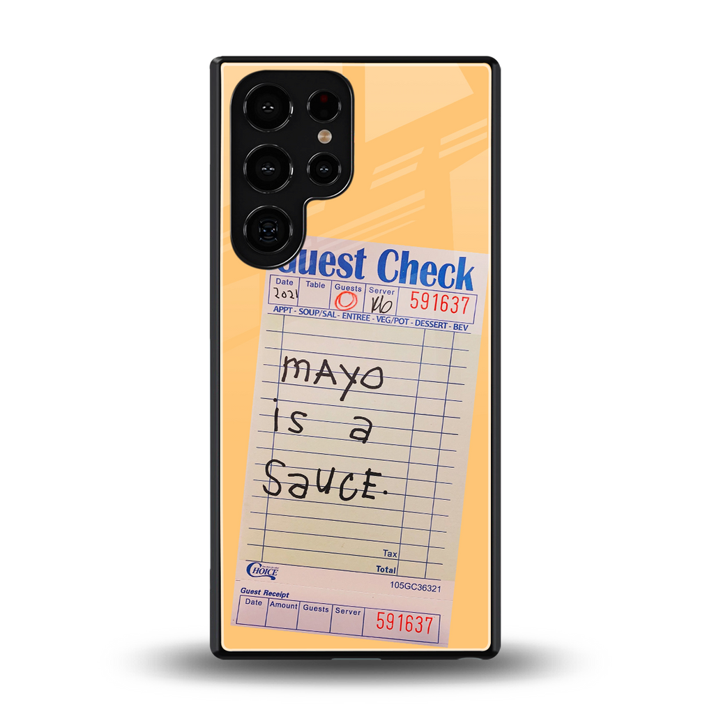 mayo is a sauce back phone cover | glass case for samsung galaxy s25 ultra