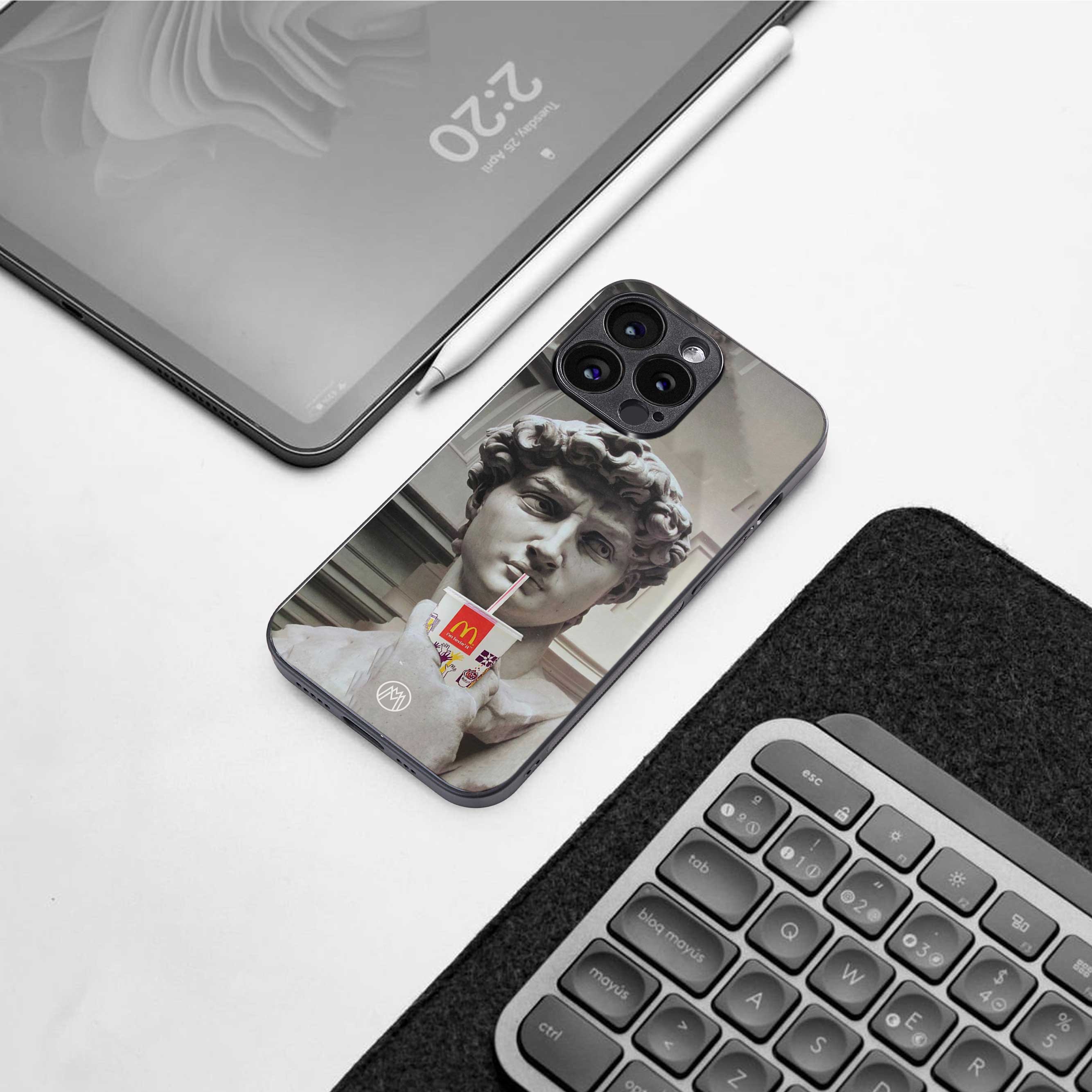 mc david back phone cover | glass case for iphone 14