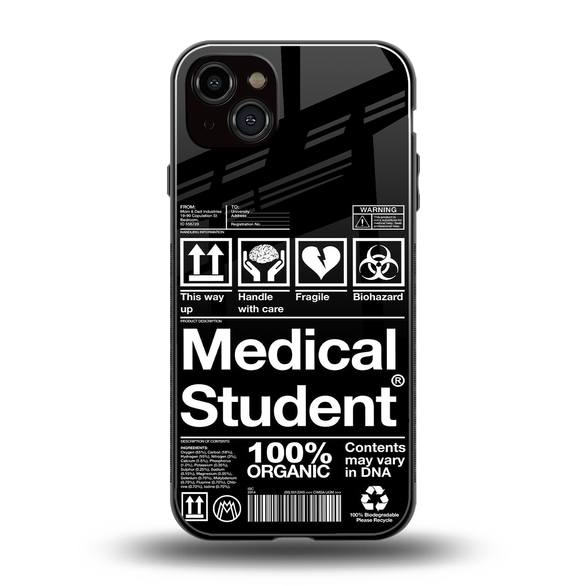 medical student back phone cover | glass case for iphone 15 plus
