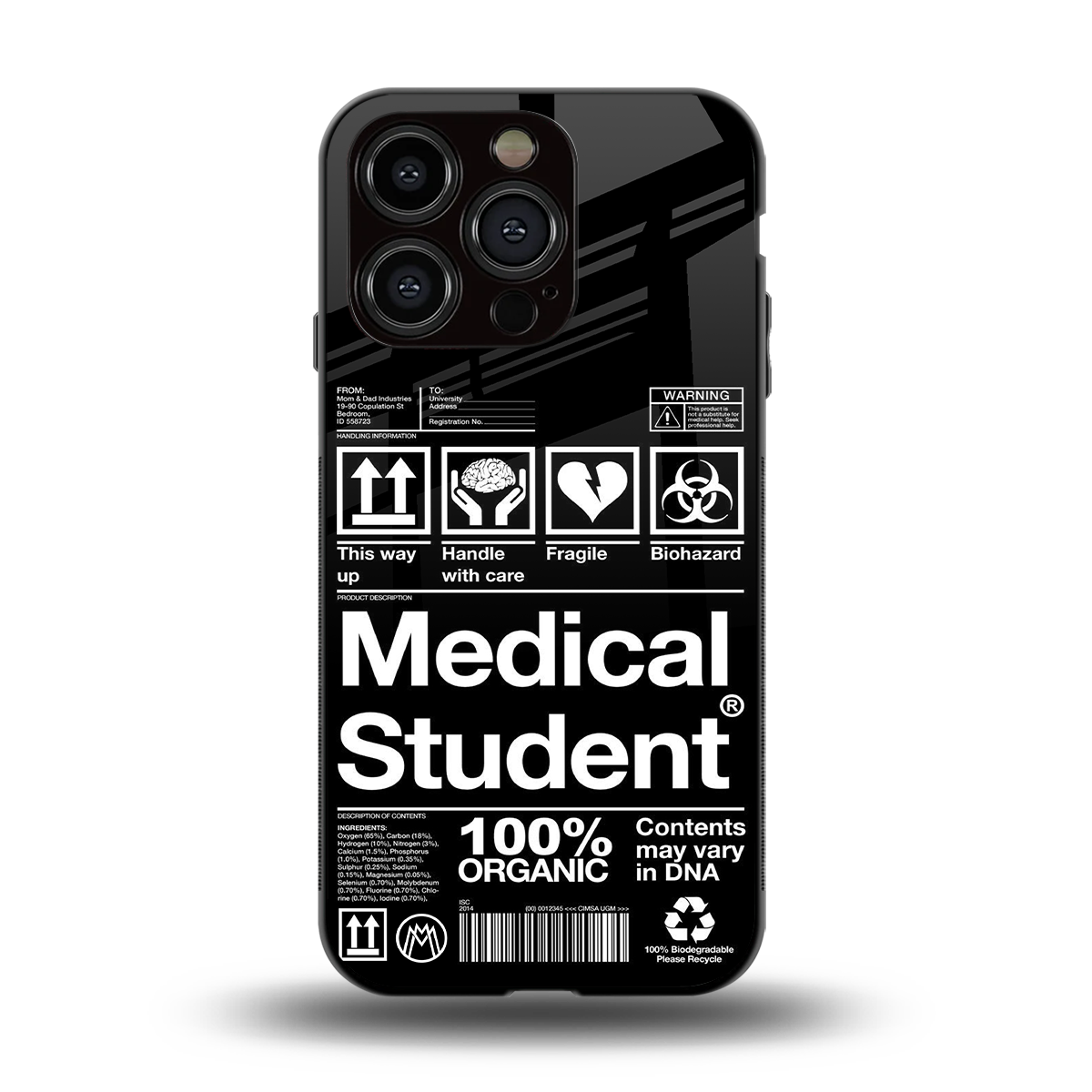 medical student back phone cover | glass case for iphone 15 pro