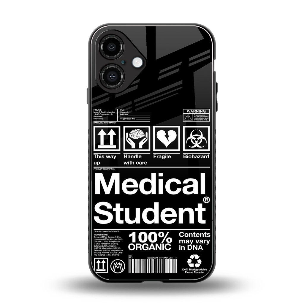 medical student back phone cover | glass case for iphone 16 plus