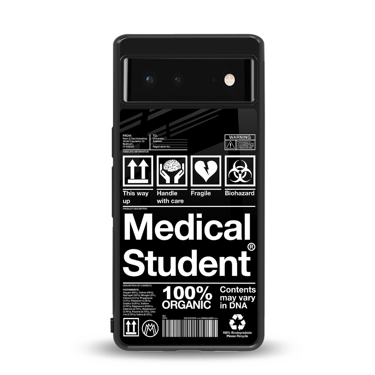 medical student back phone cover | glass case for google pixel 6