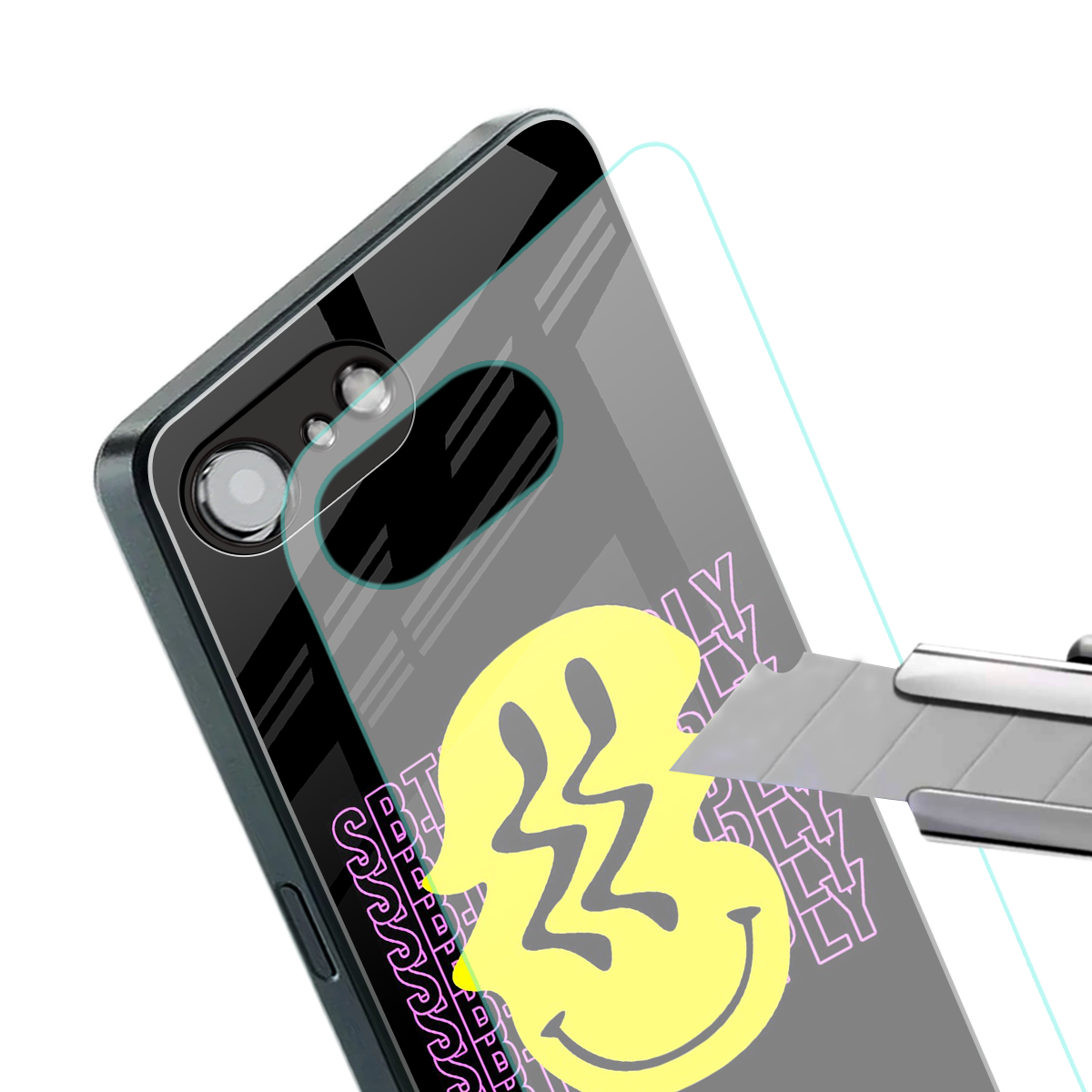 melt smile back phone cover | glass case for iphone 16e