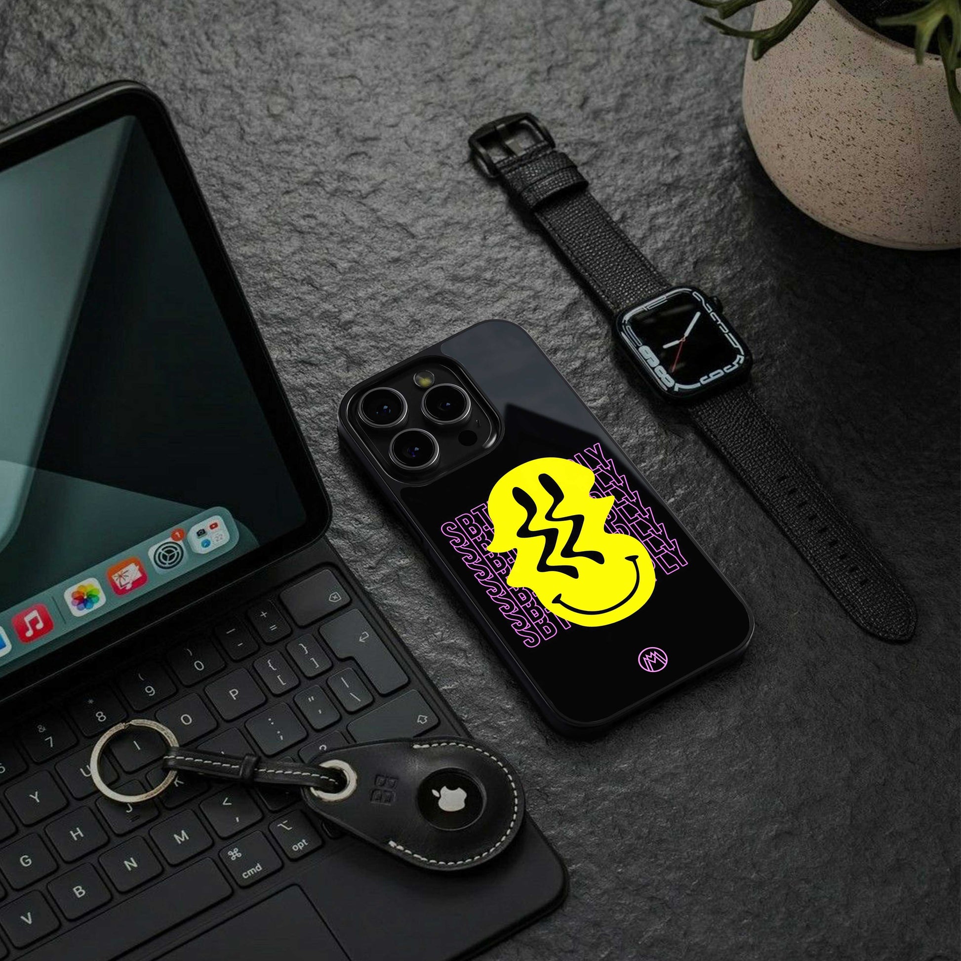 melt smile back phone cover | glass case for iphone 13 pro max