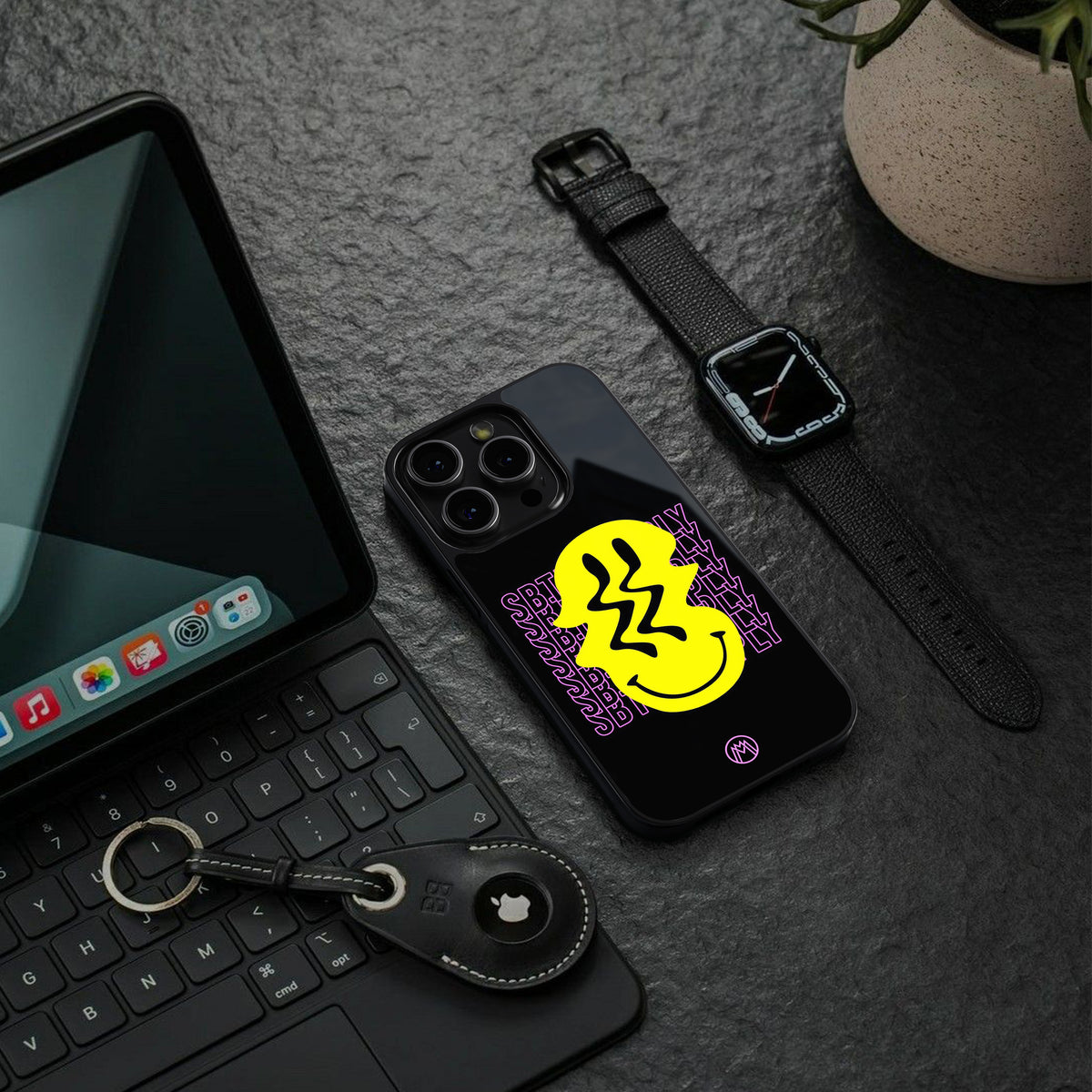 melt smile back phone cover | glass case for iphone 16 pro
