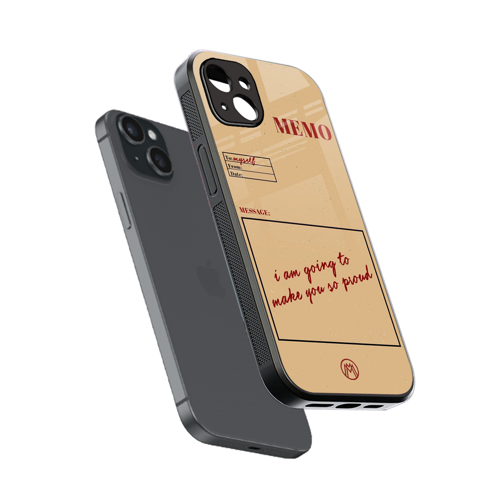 memo back phone cover | glass case for iphone 15 plus