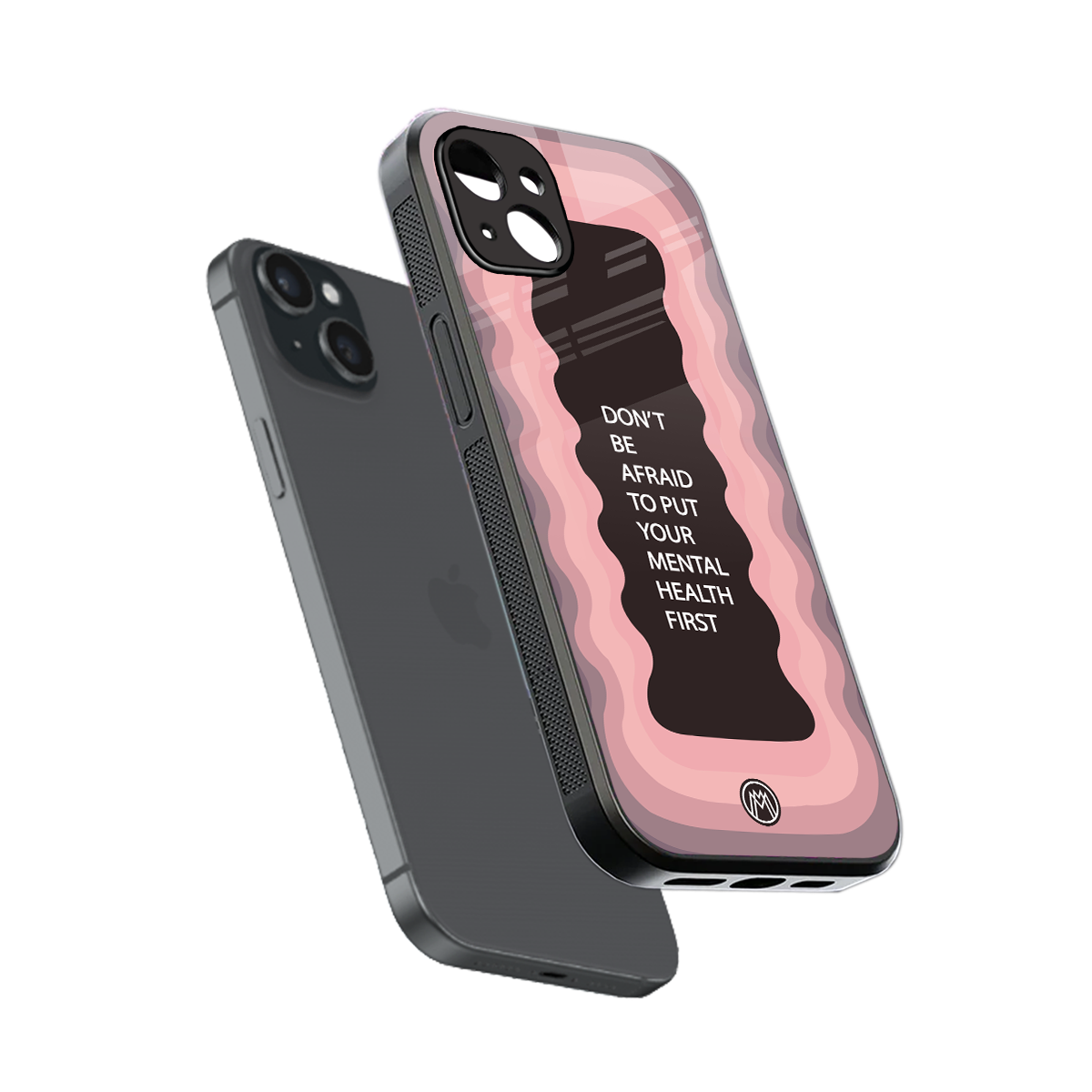 mental health first back phone cover | glass case for iphone 15 plus