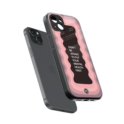 mental health first back phone cover | glass case for iphone 14 plus