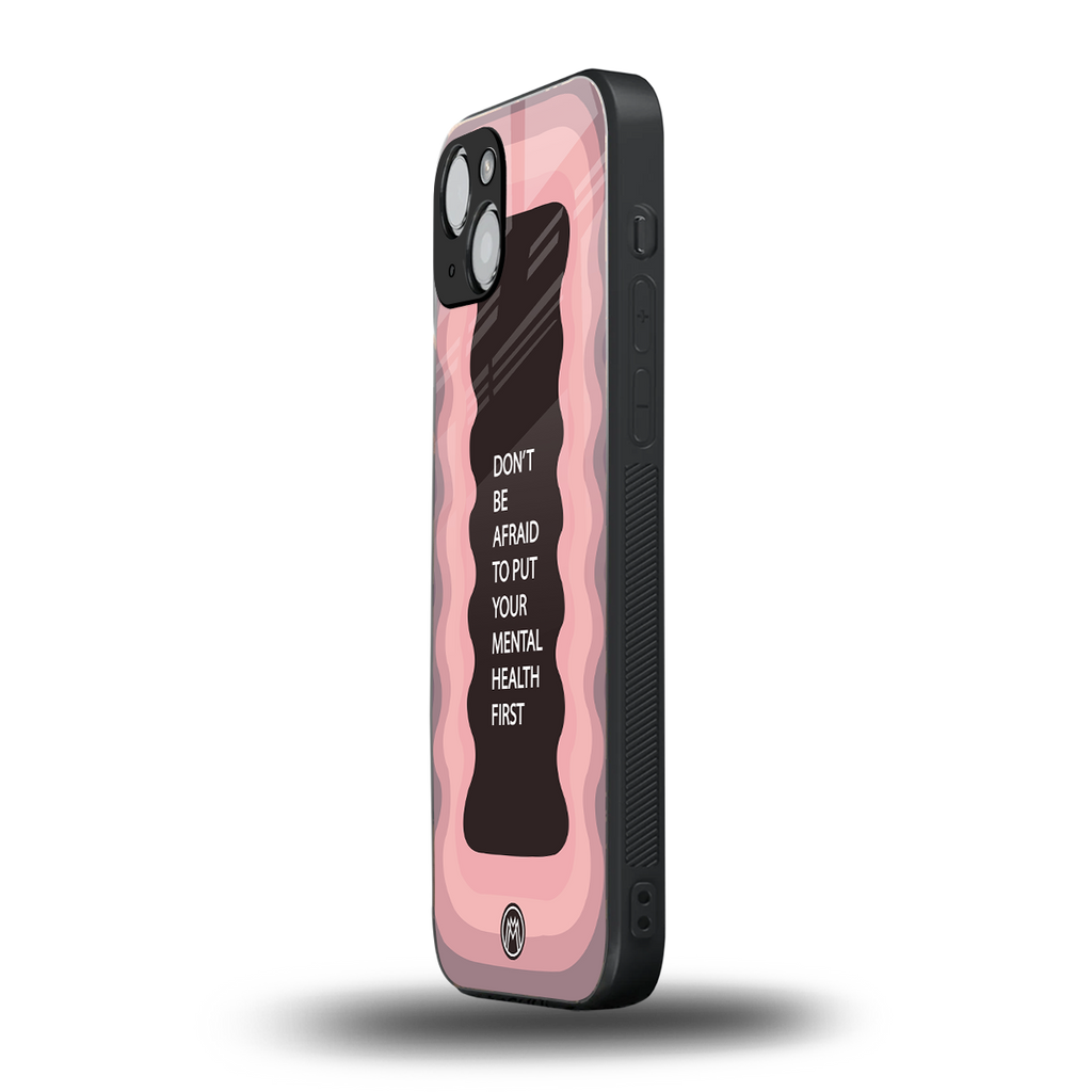 mental health first back phone cover | glass case for iphone 14 plus