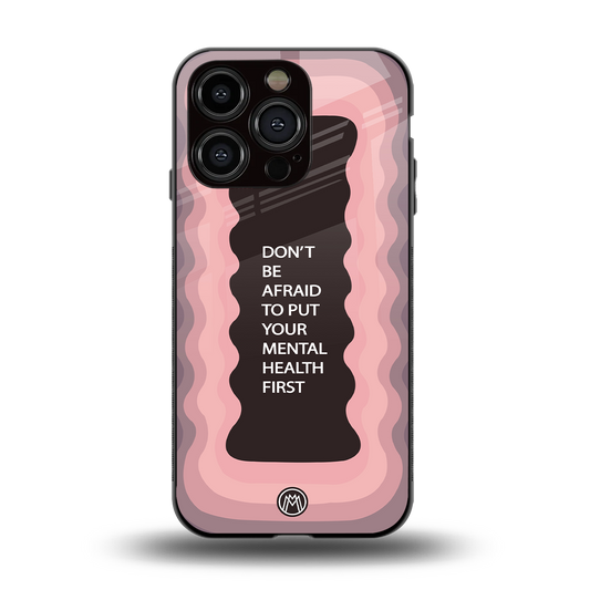 mental health first back phone cover | glass case for iphone 15 pro