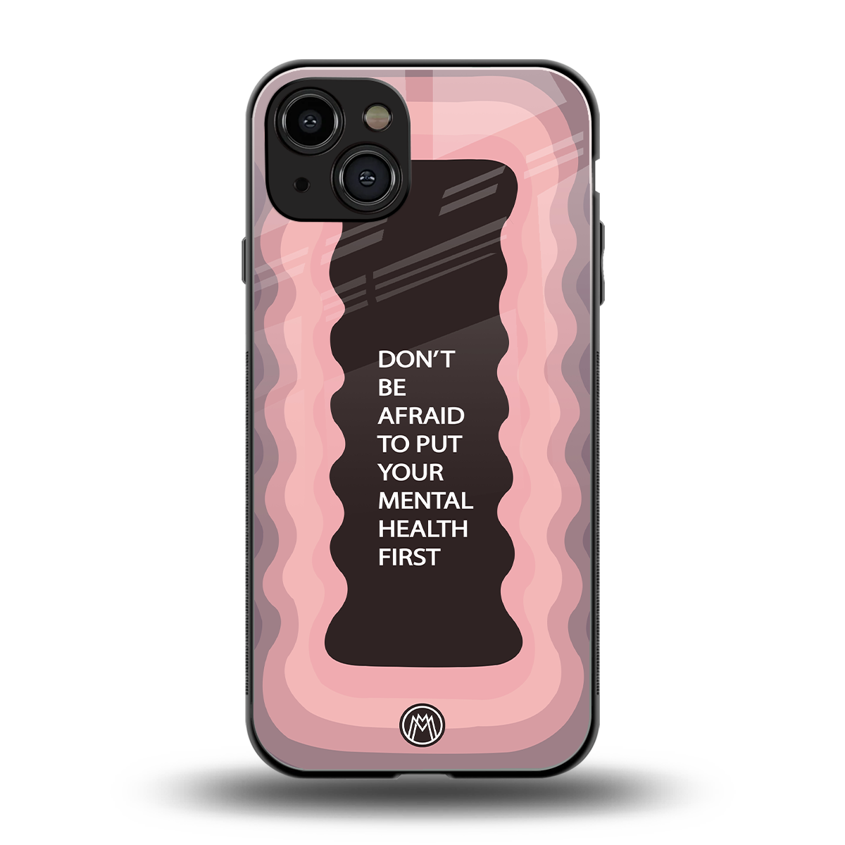 mental health first back phone cover | glass case for iphone 15