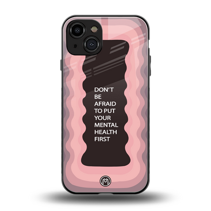 mental health first back phone cover | glass case for iphone 15