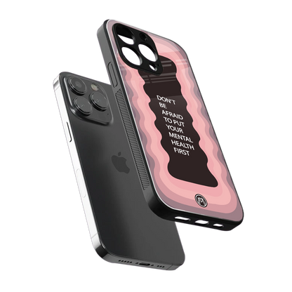 mental health first back phone cover | glass case for iphone 15 pro