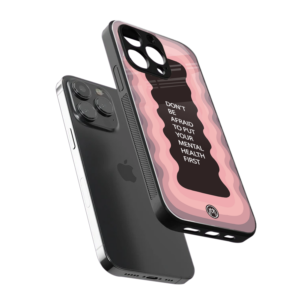 mental health first back phone cover | glass case for iphone 16 pro max