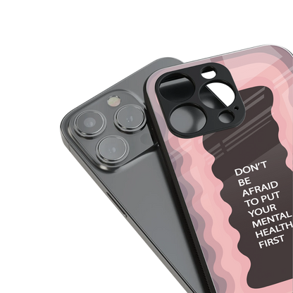 mental health first back phone cover | glass case for iphone 16