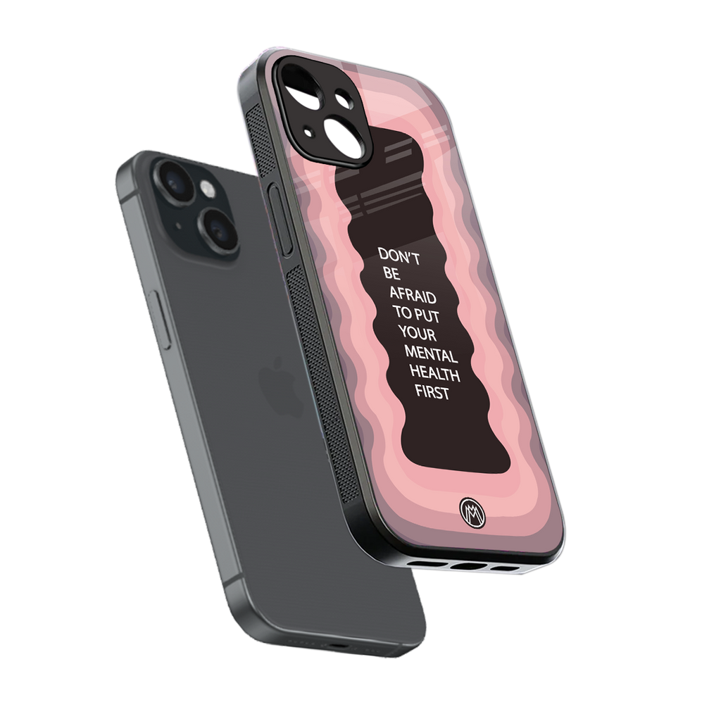 mental health first back phone cover | glass case for iphone 15