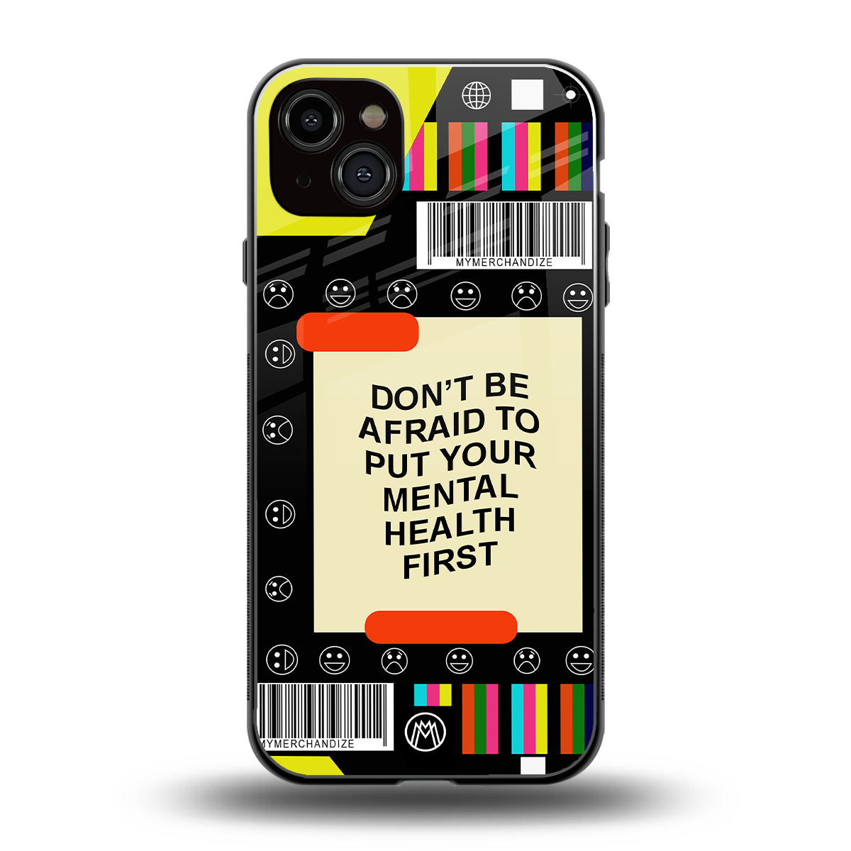 mental health back phone cover | glass case for iphone 15 plus