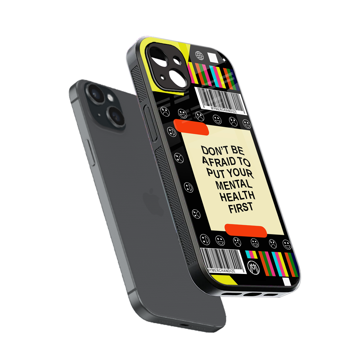 mental health back phone cover | glass case for iphone 15 plus