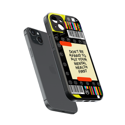 mental health back phone cover | glass case for iphone 15 plus
