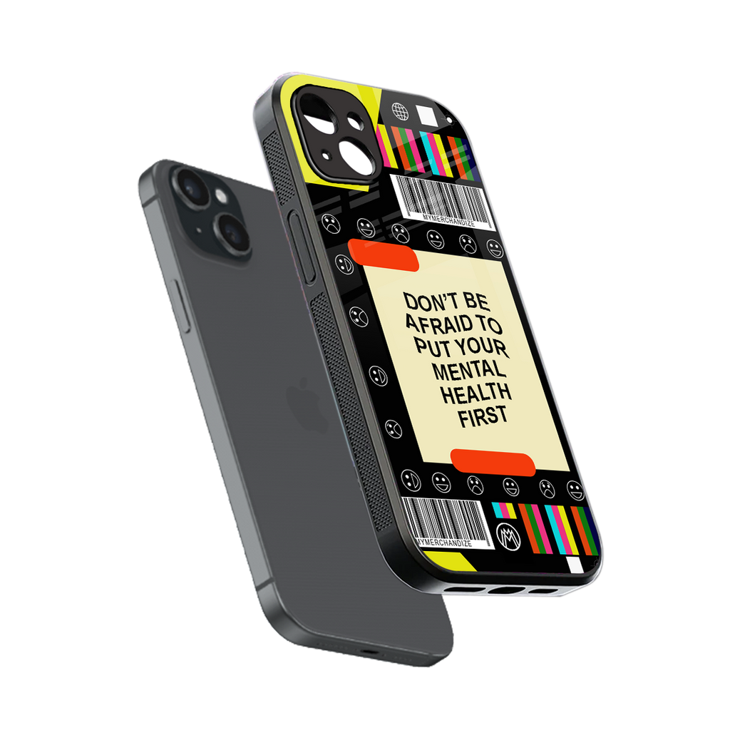 mental health back phone cover | glass case for iphone 14 plus
