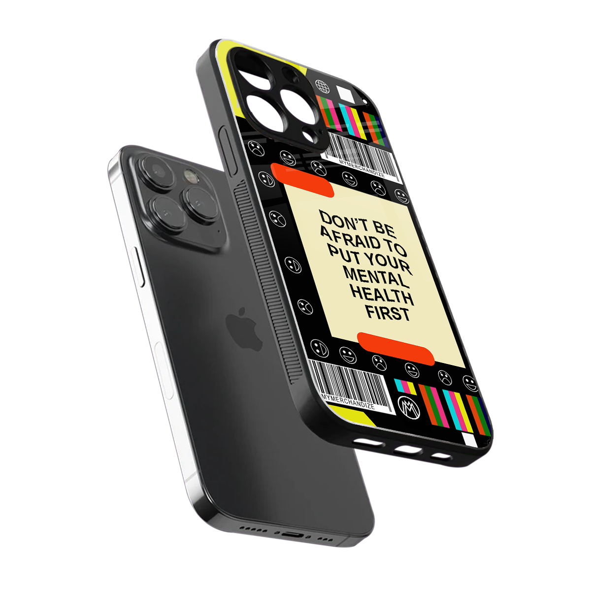 mental health back phone cover | glass case for iphone 15 pro max