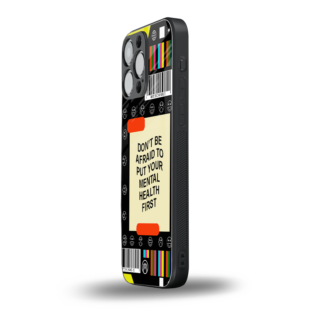mental health back phone cover | glass case for iphone 15 pro max